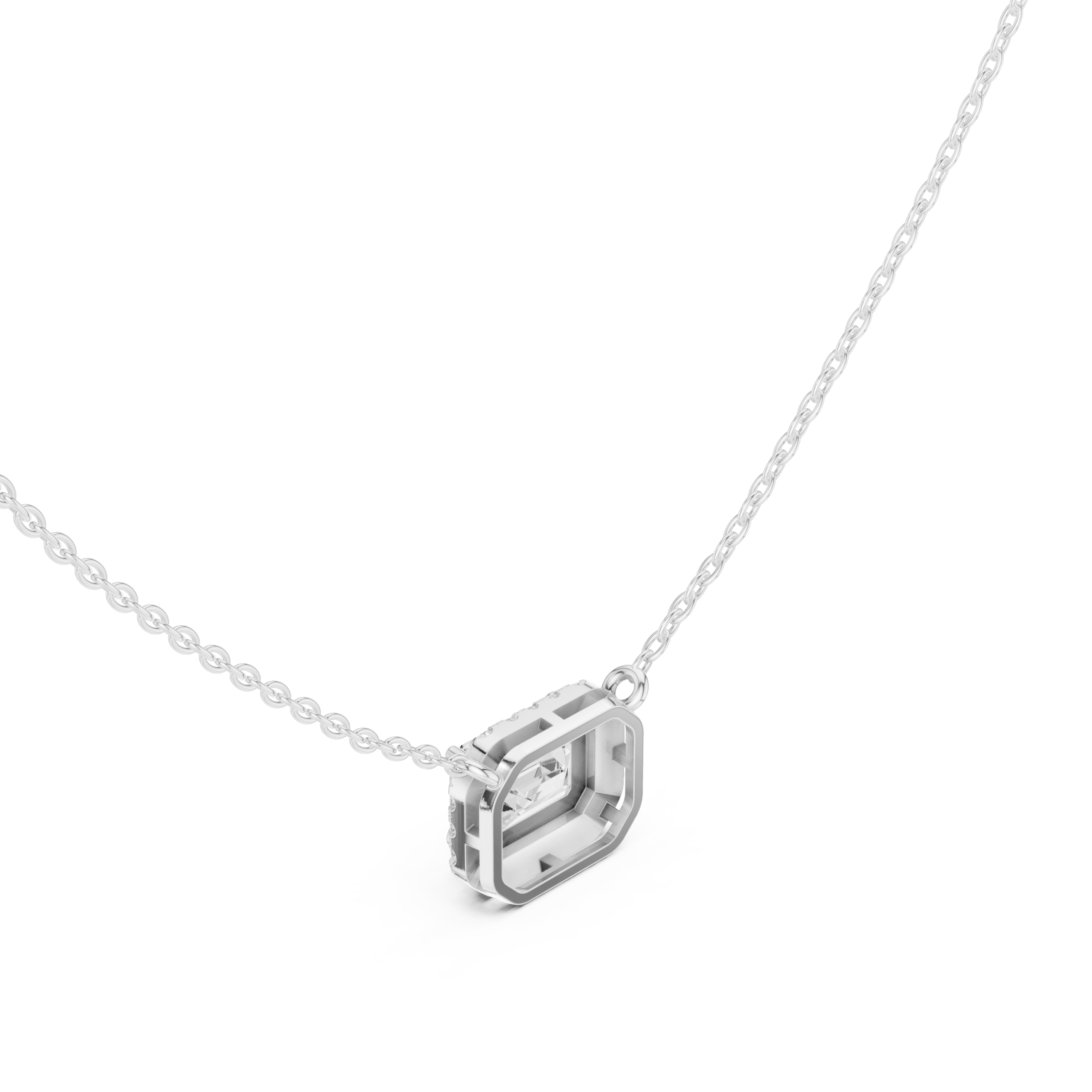 Radiant Round & Emerald Pendant