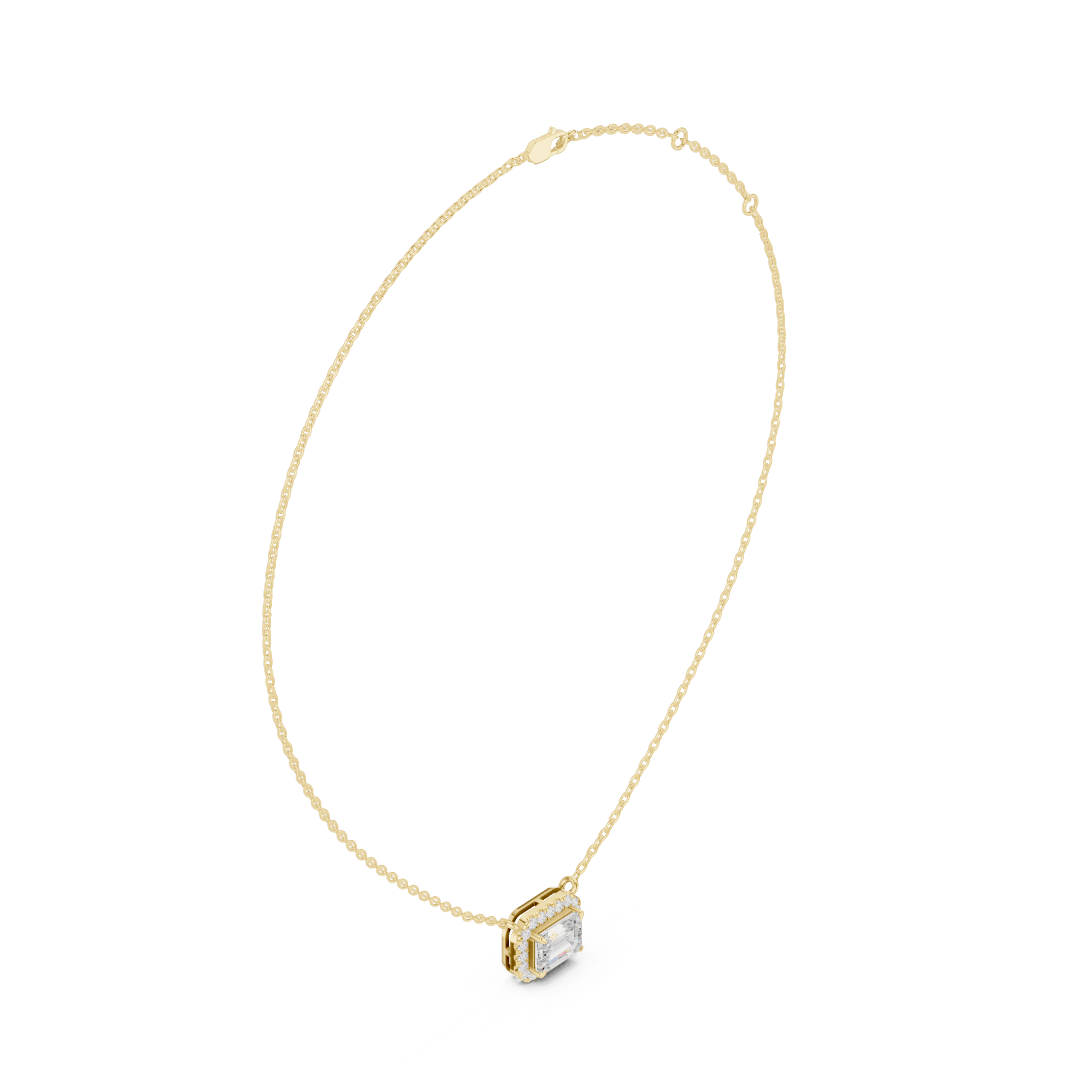 Radiant Round & Emerald Pendant