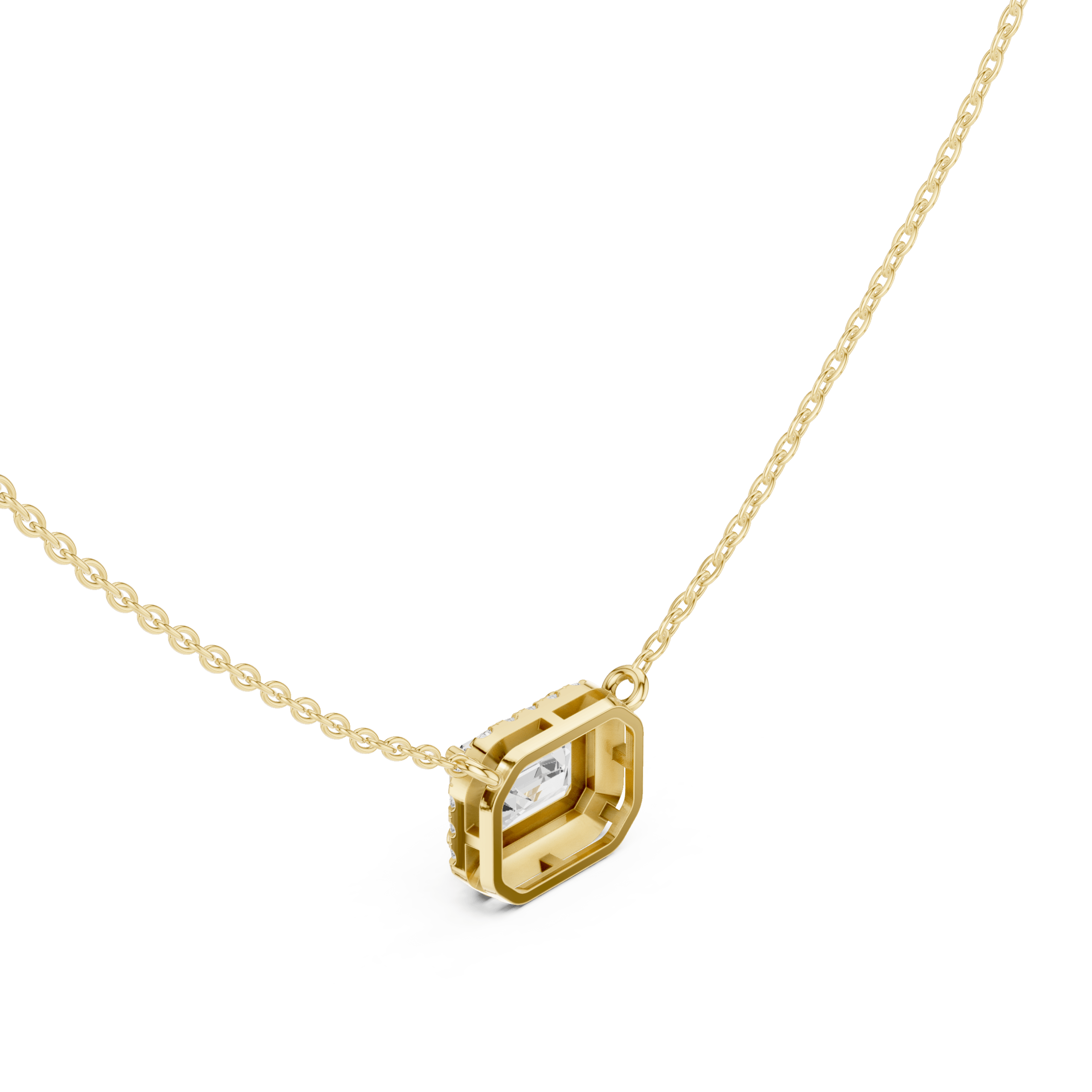 Radiant Round & Emerald Pendant